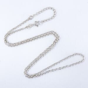 Vintage Sterling Silver 924 JCM Flat Round Link Chain Necklace 18”-20”